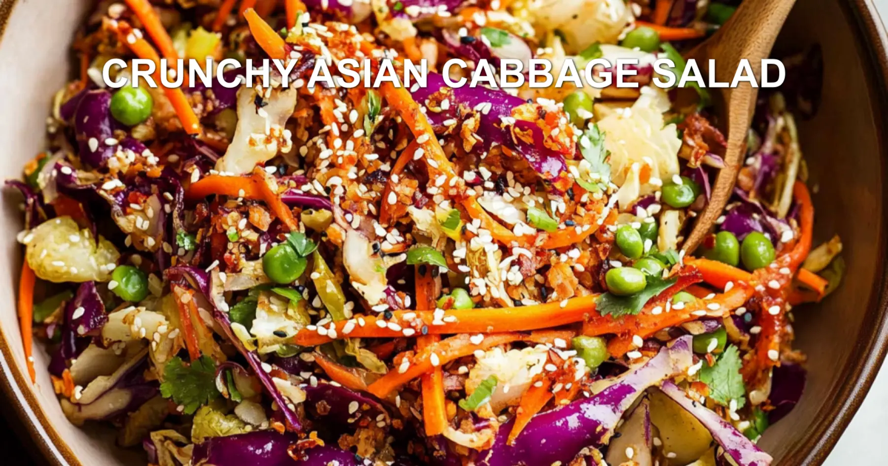 CRUNCHY ASIAN CABBAGE SALAD centered hero view, clean and uncluttered