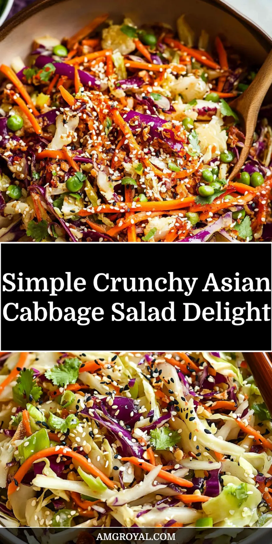 Crunchy Asian Cabbage Salad - Easy and Delicious Recipe 7 Finished Crunchy Asian Cabbage Salad presented in a bowl with a clean background