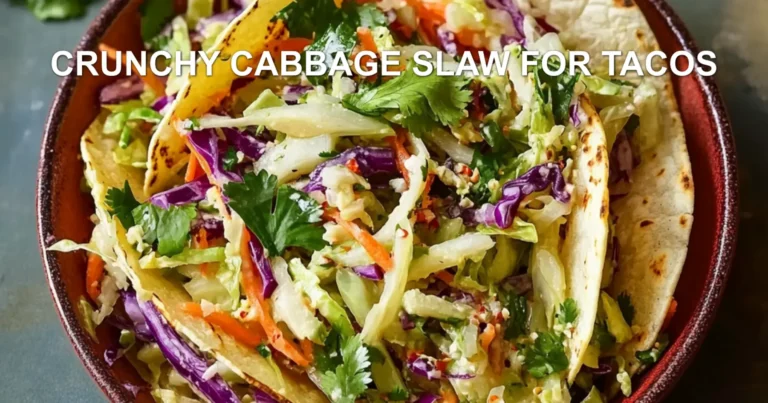 CRUNCHY CABBAGE SLAW FOR TACOS centered hero view, clean and uncluttered