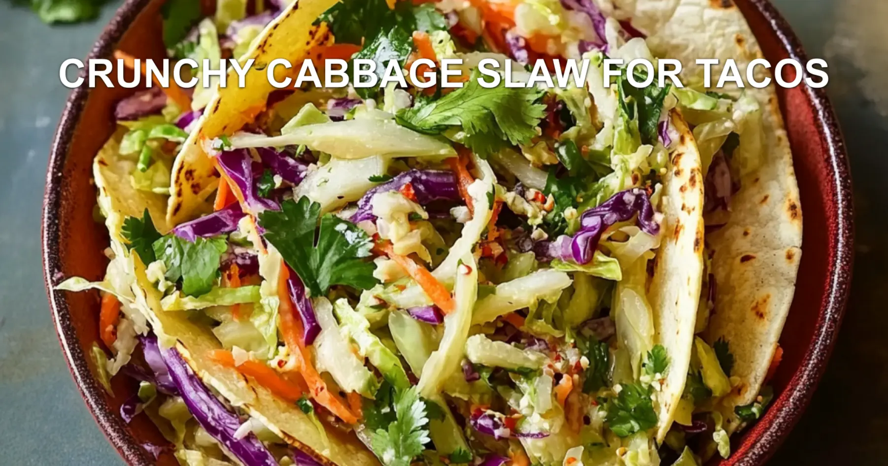 CRUNCHY CABBAGE SLAW FOR TACOS centered hero view, clean and uncluttered