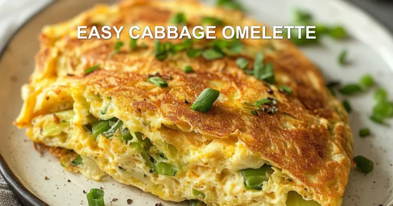 EASY CABBAGE OMELETTE centered hero view, clean and uncluttered