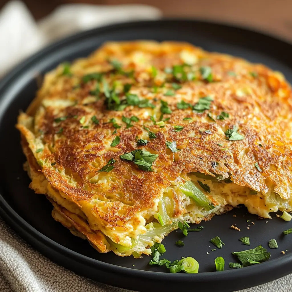 EASY CABBAGE OMELETTE centered hero view, clean and uncluttered
