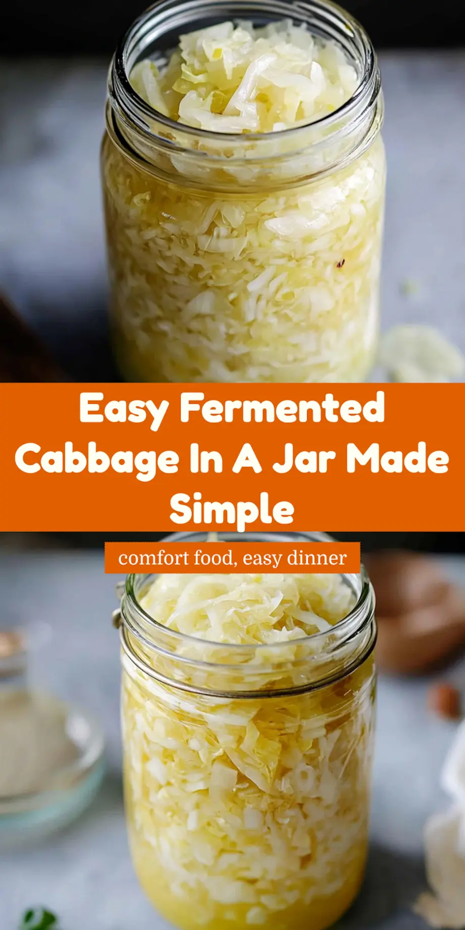 Fermented cabbage in a jar with clean and simple presentation