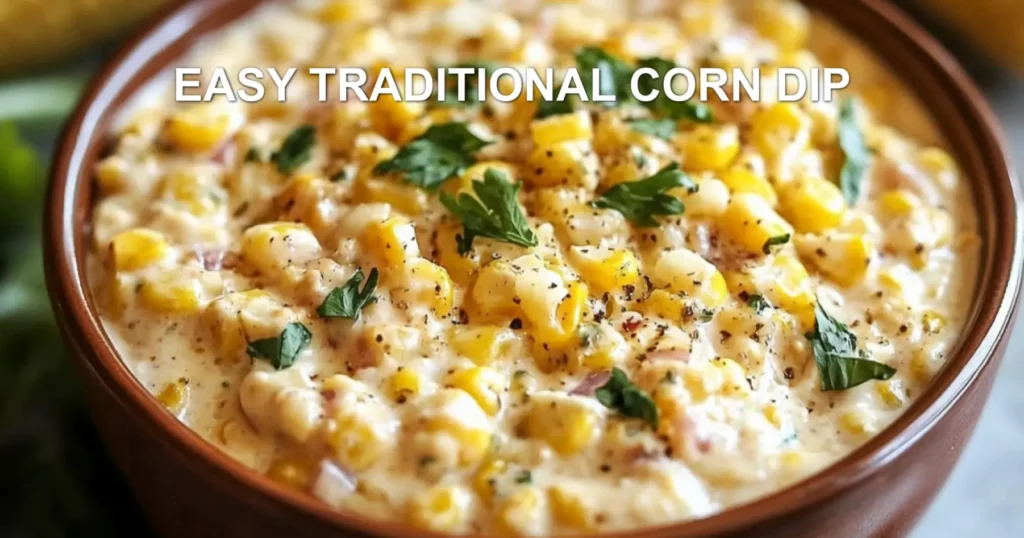 EASY TRADITIONAL CORN DIP centered hero view, clean and uncluttered