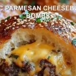 GARLIC PARMESAN CHEESEBURGER BOMBS centered hero view, clean and uncluttered