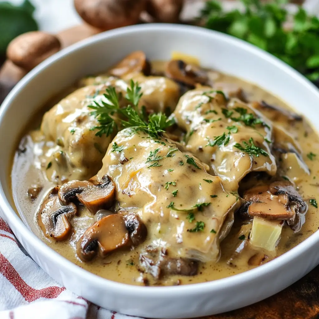 Gołąbki with mushroom sauce recipe centered hero view, clean and uncluttered