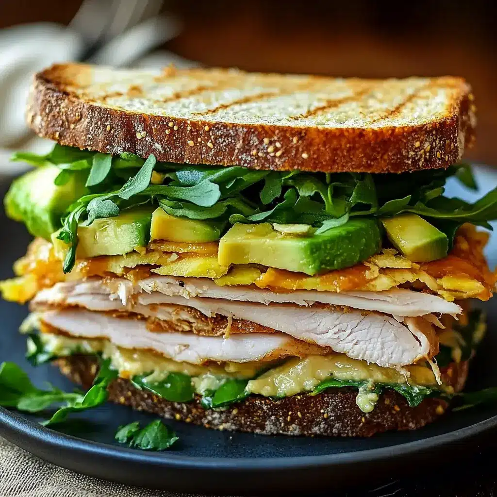 Honey Mustard Turkey Avocado Sandwich centered hero view, clean and uncluttered