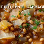 INSTANT POT LENTIL CABBAGE SOUP centered hero view, clean and uncluttered
