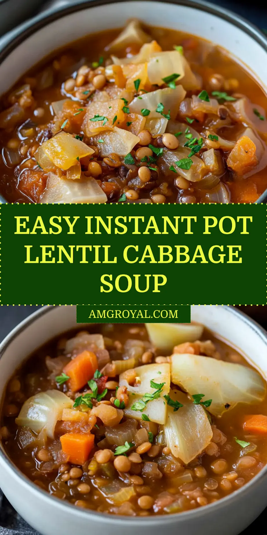 Instant Pot Lentil Cabbage Soup Easy and Delicious Recipe 7 Instant Pot Lentil Cabbage Soup served in a bowl, clean and inviting