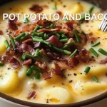 INSTANT POT POTATO AND BACON SOUP centered hero view, clean and uncluttered