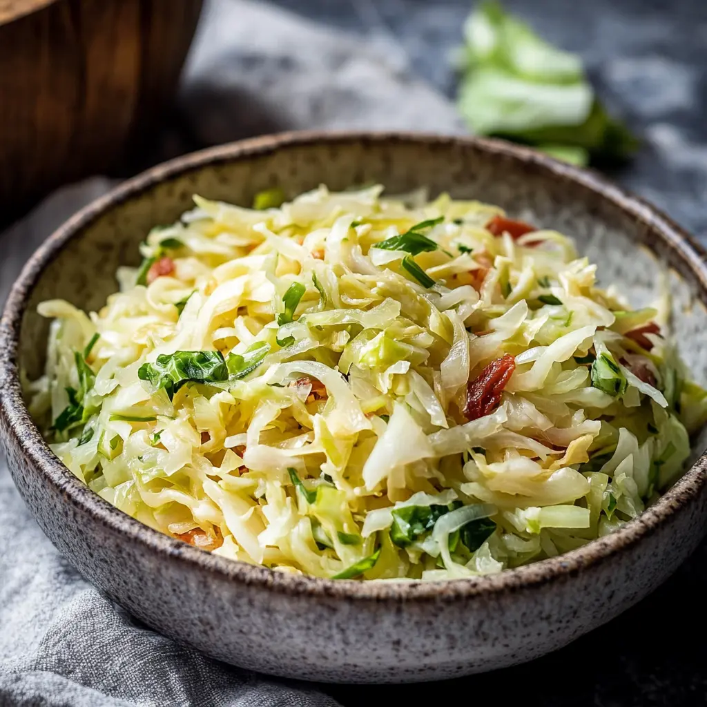 Low carb keto cabbage noodles ingredients laid out cleanly and centered