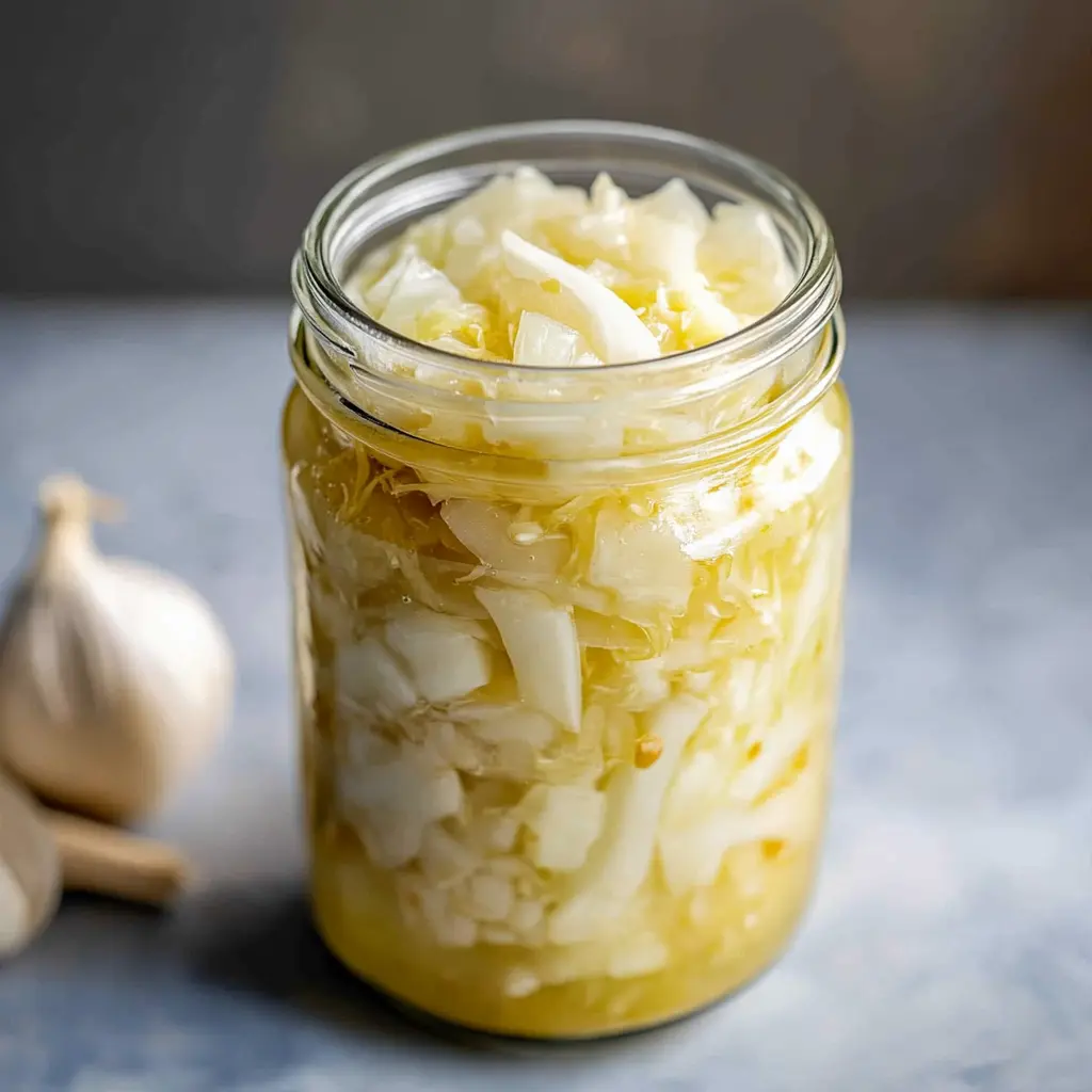 Easy fermented cabbage in a jar ingredients neatly arranged