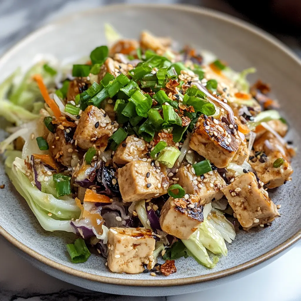High protein vegan tofu and cabbage ingredients laid out neatly