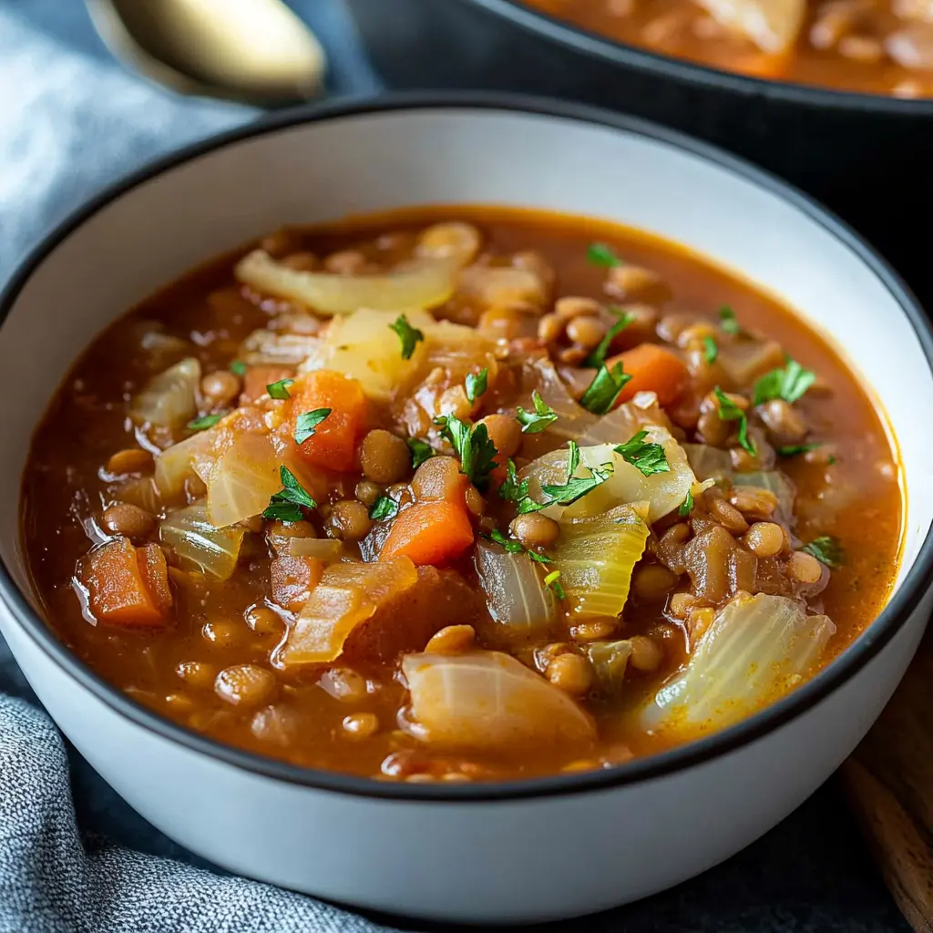 Instant Pot Lentil Cabbage Soup Easy and Delicious Recipe 6 Ingredients for Instant Pot Lentil Cabbage Soup displayed neatly