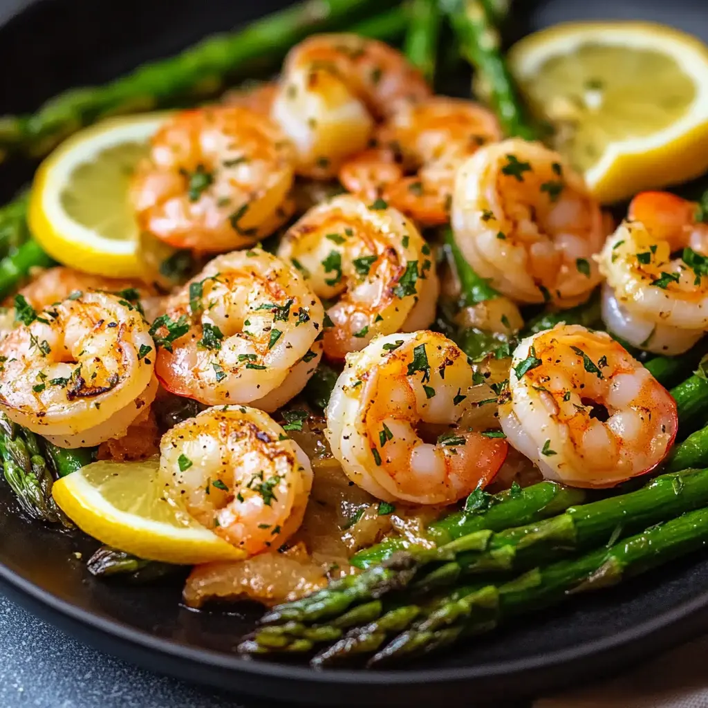 Lemon Garlic Shrimp and Asparagus: Quick and Delicious 6 Ingredients laid out for lemon garlic shrimp and asparagus, clean and uncluttered