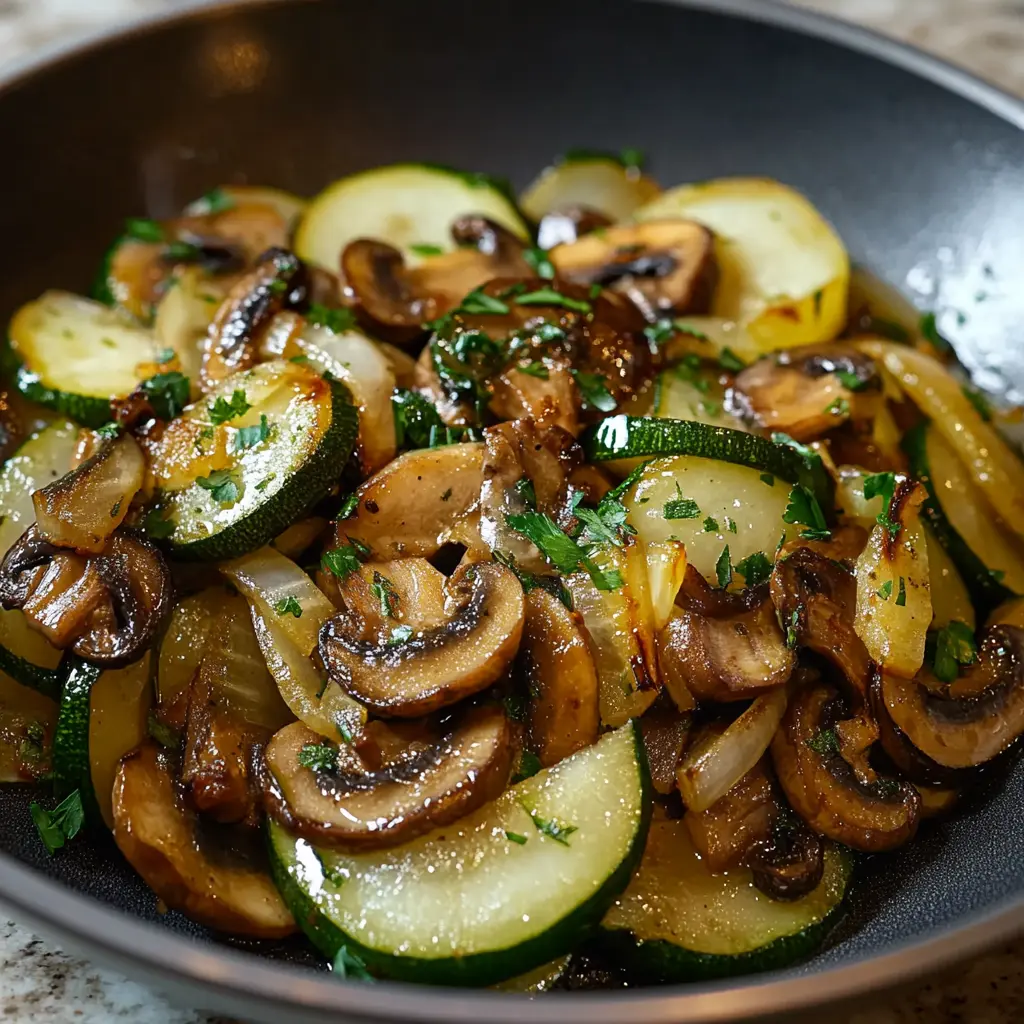 Mastering sauteed zucchini, mushrooms, and onions - clean and uncluttered hero view