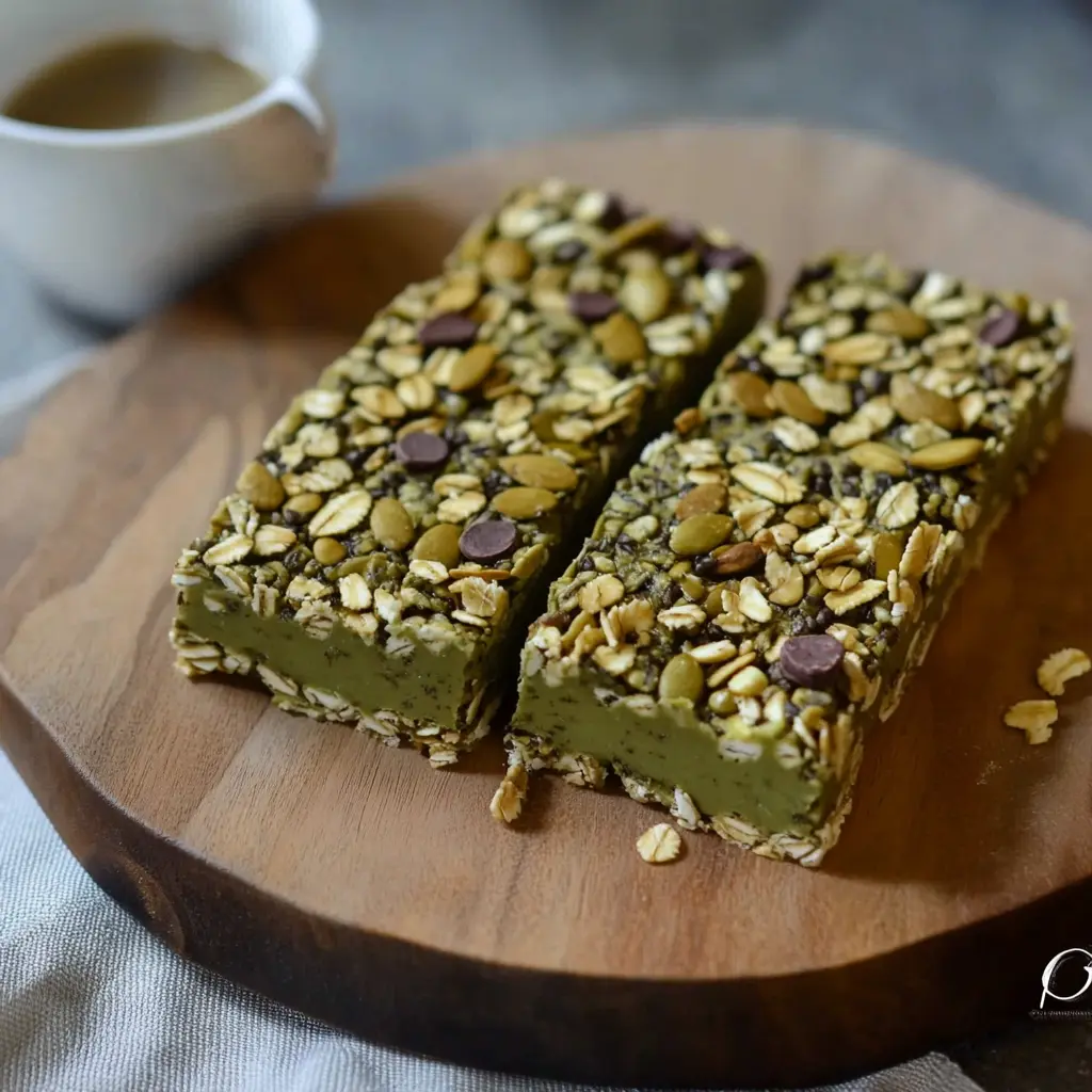 MATCHA GRANOLA BARS centered hero view, clean and uncluttered