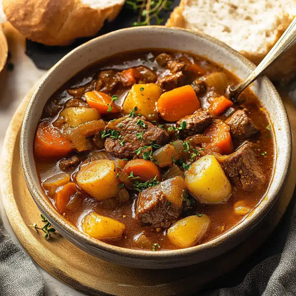 Ingredients for Old Fashioned Beef Stew arranged neatly