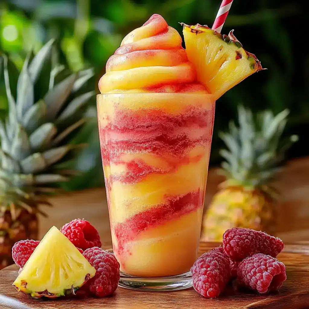 Pineapple Strawberry Swirled Slushies in a clean, uncluttered setting, centered hero view