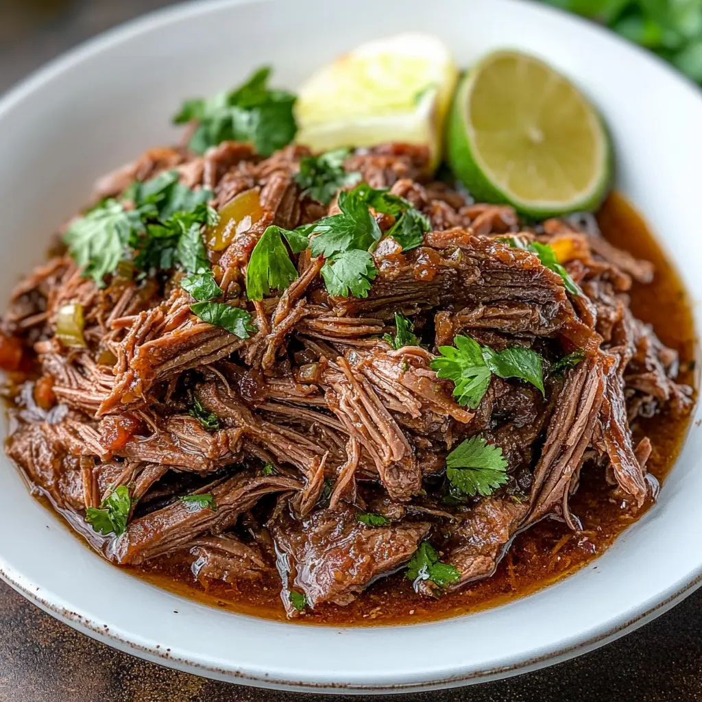 Ingredients for slow cooker shredded beef: chuck roast, spices, fire roasted diced tomatoes