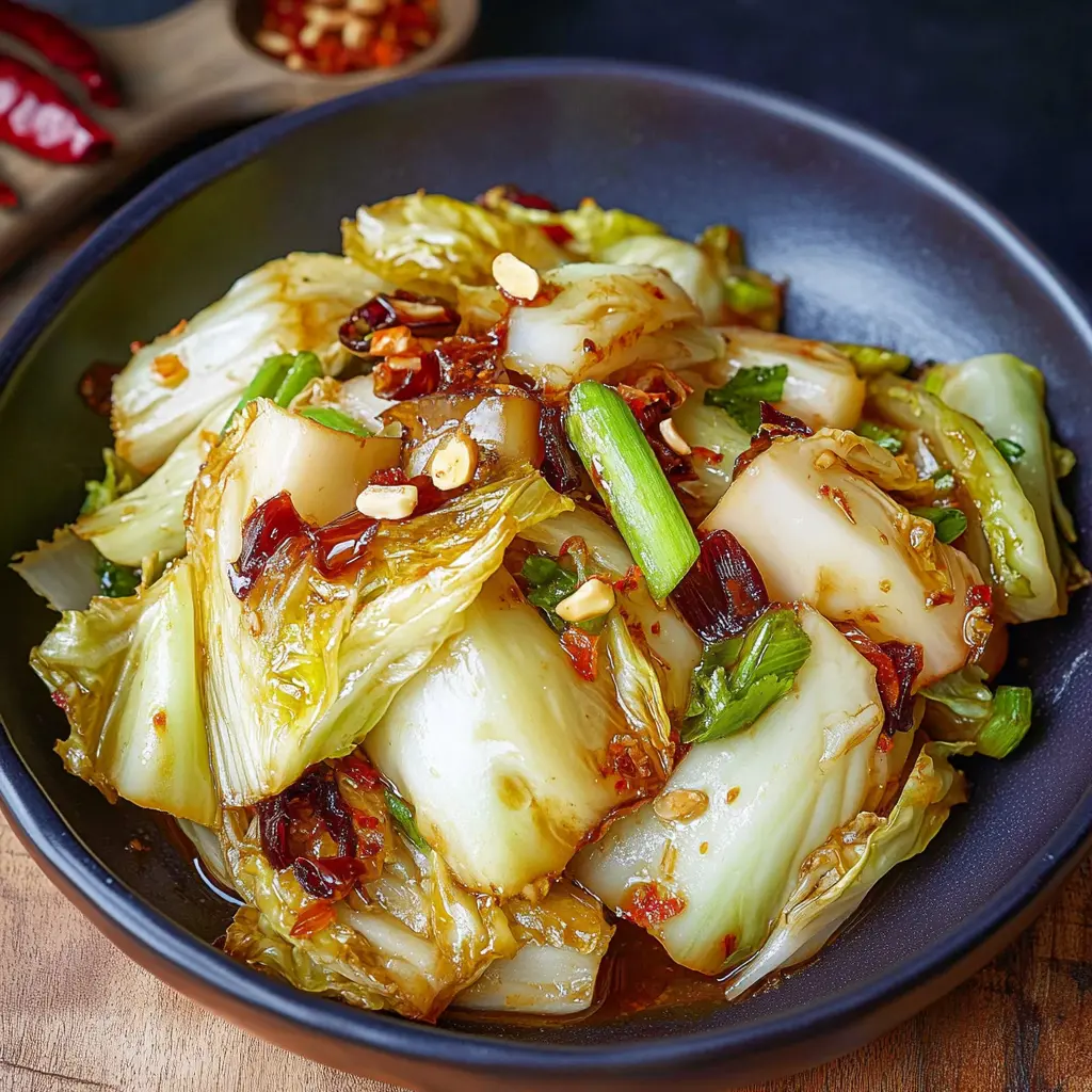 Stir-fried Napa Cabbage with Hot Sour Sauce Recipe Must-Try 6 Ingredients for stir-fried Napa cabbage with hot sour sauce laid out clearly on a clean surface