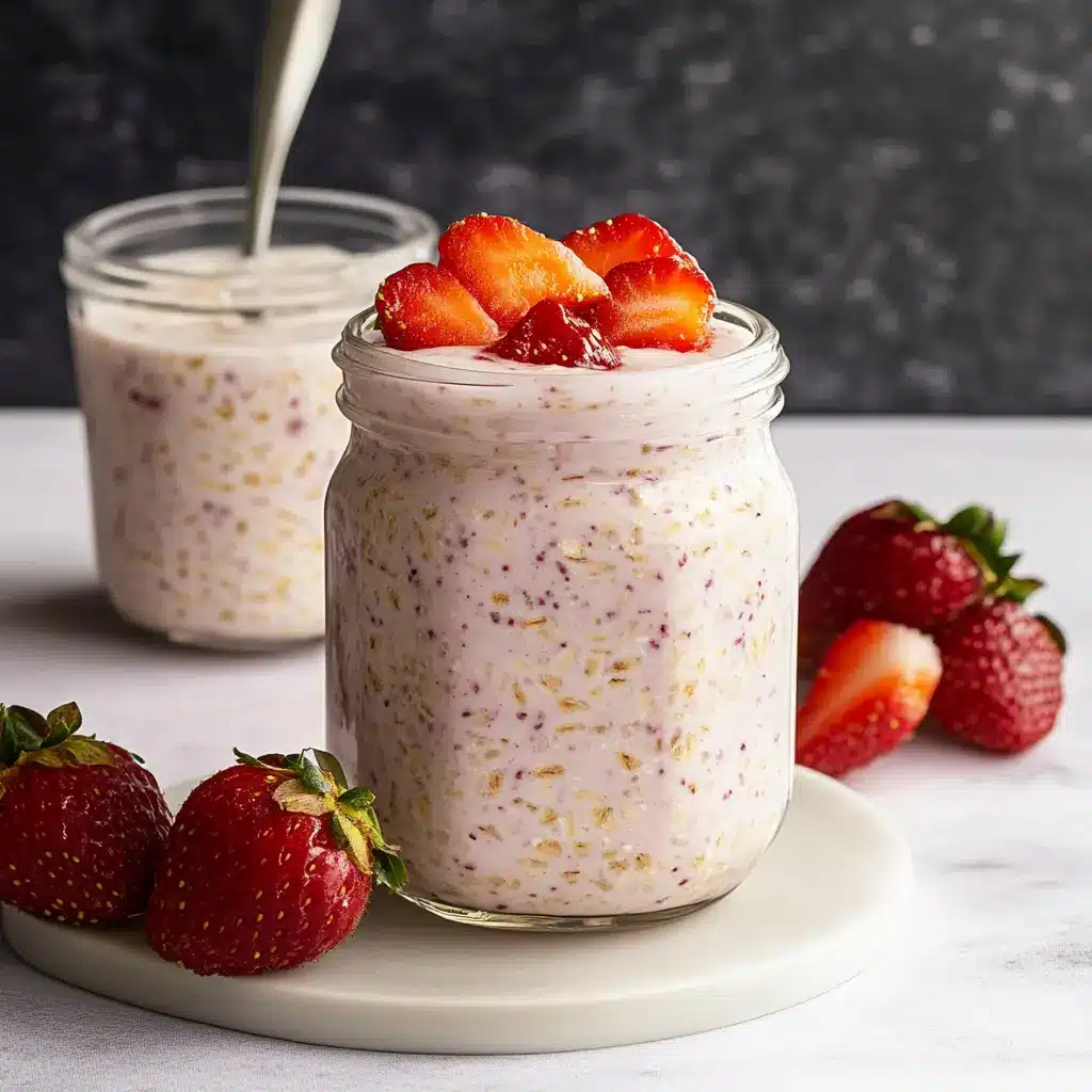 Ingredients for Strawberry Milk Overnight Oats laid out neatly