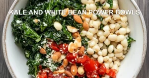 KALE AND WHITE BEAN POWER BOWLS centered hero view, clean and uncluttered