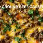 KETO GROUND BEEF CASSEROLE centered hero view, clean and uncluttered