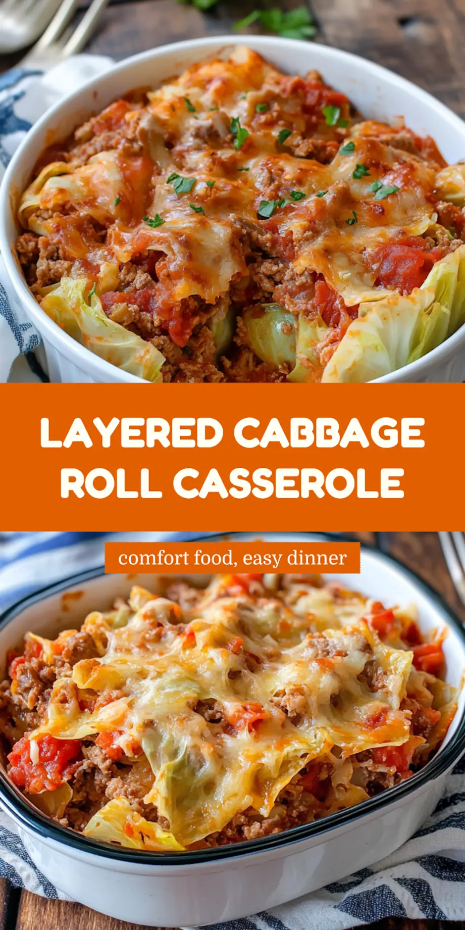 LAYERED CABBAGE ROLL CASSEROLE centered hero view, clean and uncluttered_pin