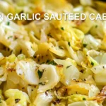 LEMON GARLIC SAUTEED CABBAGE centered hero view, clean and uncluttered