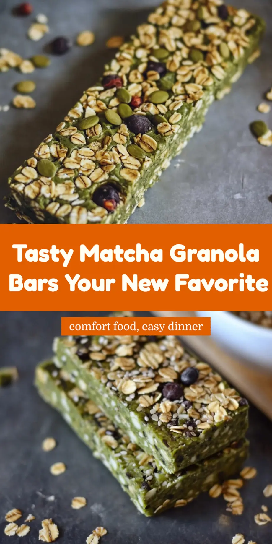 MATCHA GRANOLA BARS centered hero view, clean and uncluttered_pin