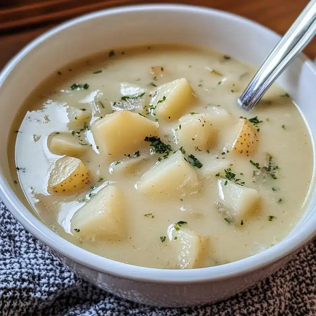 Old-Fashioned Potato Soup Recipe: Easy Cozy Comfort 6 OLD FASHIONED POTATO SOUP centered hero view, clean and uncluttered