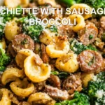 ORECCHIETTE WITH SAUSAGE AND BROCCOLI centered hero view, clean and uncluttered