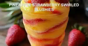 PINEAPPLE STRAWBERRY SWIRLED SLUSHIES centered hero view, clean and uncluttered