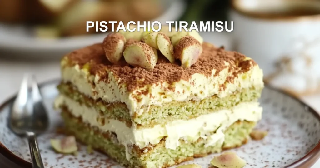PISTACHIO TIRAMISU centered hero view, clean and uncluttered