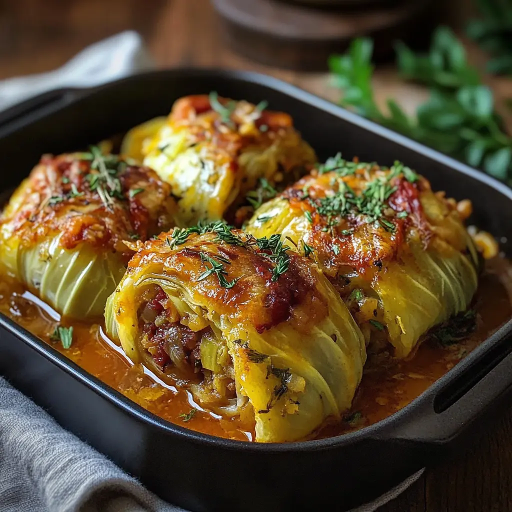 POLISH GOLUMPKI STUFFED CABBAGE centered hero view, clean and uncluttered
