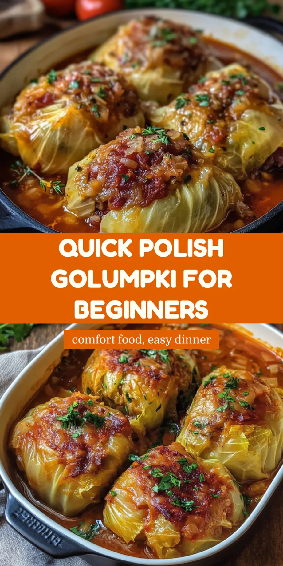 POLISH GOLUMPKI STUFFED CABBAGE centered hero view, clean and uncluttered