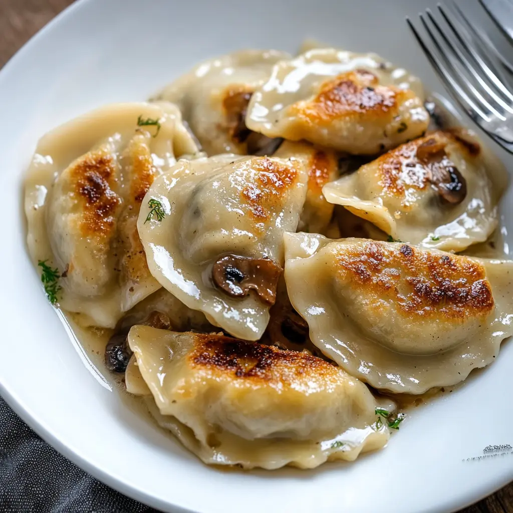 Polish Sauerkraut and Mushroom Pierogi Recipe Easy Homemade 6 Polish sauerkraut and mushroom pierogi centered hero view, clean and uncluttered