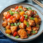 AIR FRYER SWEET AND SOUR CHICKEN centered hero view, clean and uncluttered