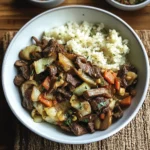 BEEF MUSHROOM AND CABBAGE BOWL centered hero view, clean and uncluttered