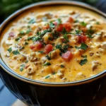 CHEESY ROTEL RANCH QUESO centered hero view, clean and uncluttered