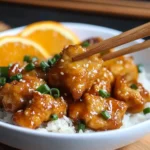 CHINESE ORANGE CHICKEN RECIPE centered hero view, clean and uncluttered