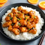 EASY ORANGE CHICKEN RECIPE centered hero view, clean and uncluttered