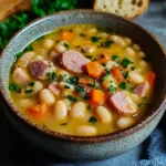 HEARTY HAM AND WHITE BEAN SOUP centered hero view, clean and uncluttered