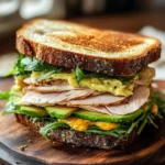 HONEY MUSTARD TURKEY AVOCADO SANDWICH centered hero view, clean and uncluttered