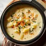 INSTANT POT POTATO SOUP centered hero view, clean and uncluttered