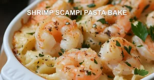 SHRIMP SCAMPI PASTA BAKE centered hero view, clean and uncluttered