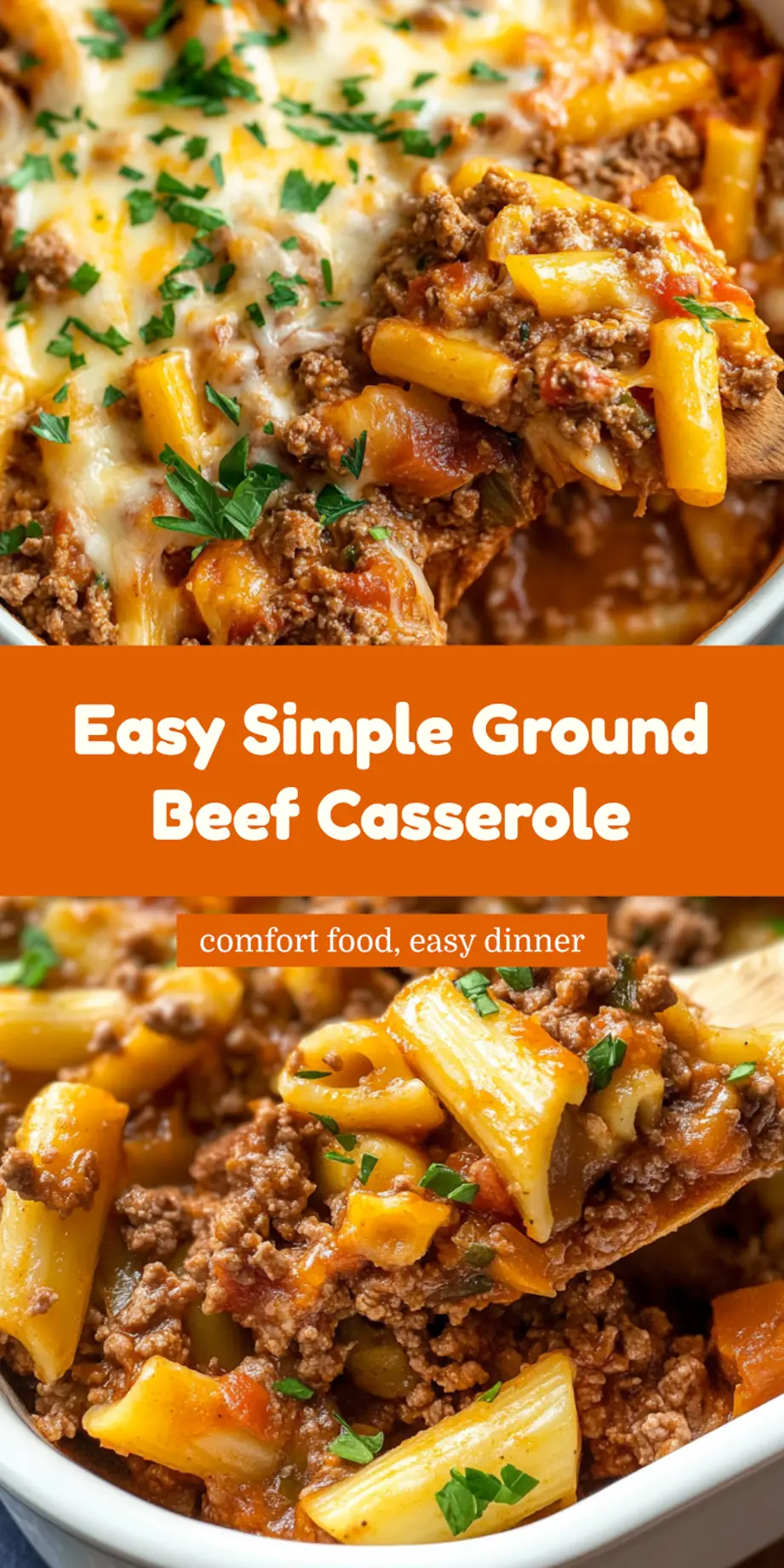 Golden baked Simple Ground Beef Casserole fresh from the oven