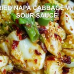 STIR-FRIED NAPA CABBAGE WITH HOT SOUR SAUCE centered hero view, clean and uncluttered
