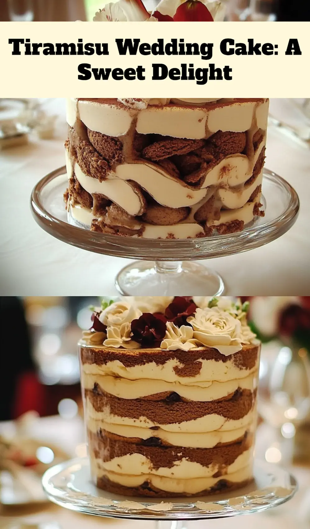 Tiramisu Wedding Cake: Irresistible Easy Recipe 7 Close-up of a Tiramisu Wedding Cake in a glass, beautifully layered and dusted with cocoa powder